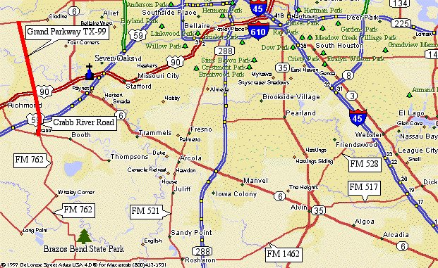 Map & Directions to Brazos Bend State Park